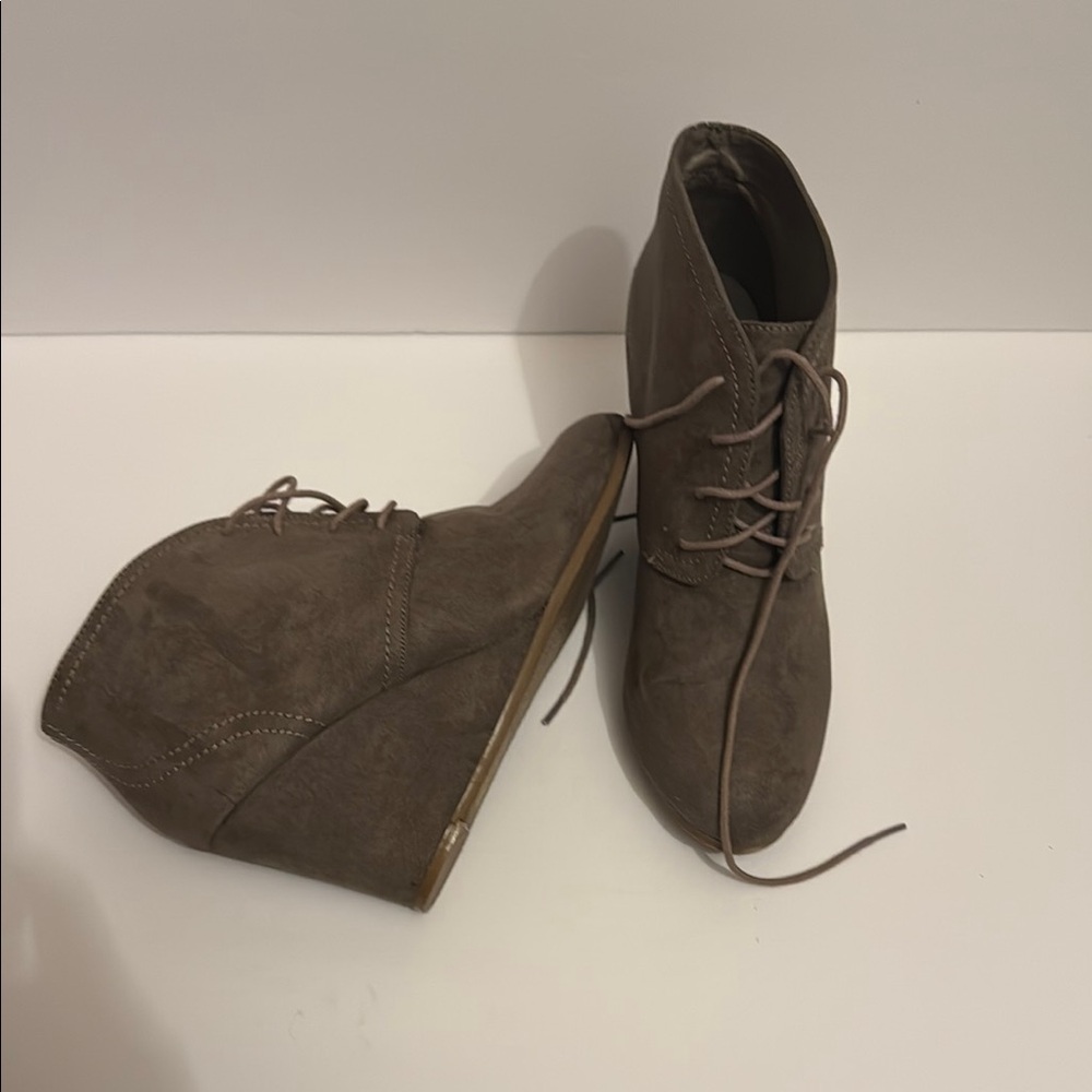 Taupe Wedge Ankle Boots